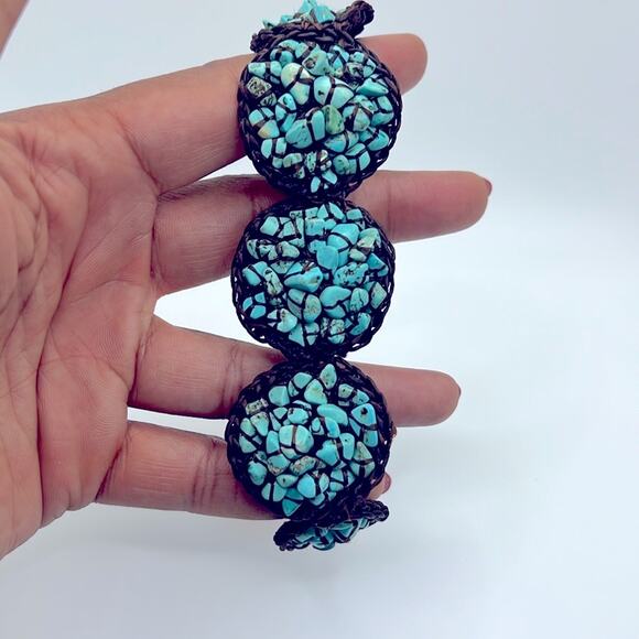 Mosaic Turquoise Stone Bracelet - Picture 6 of 12